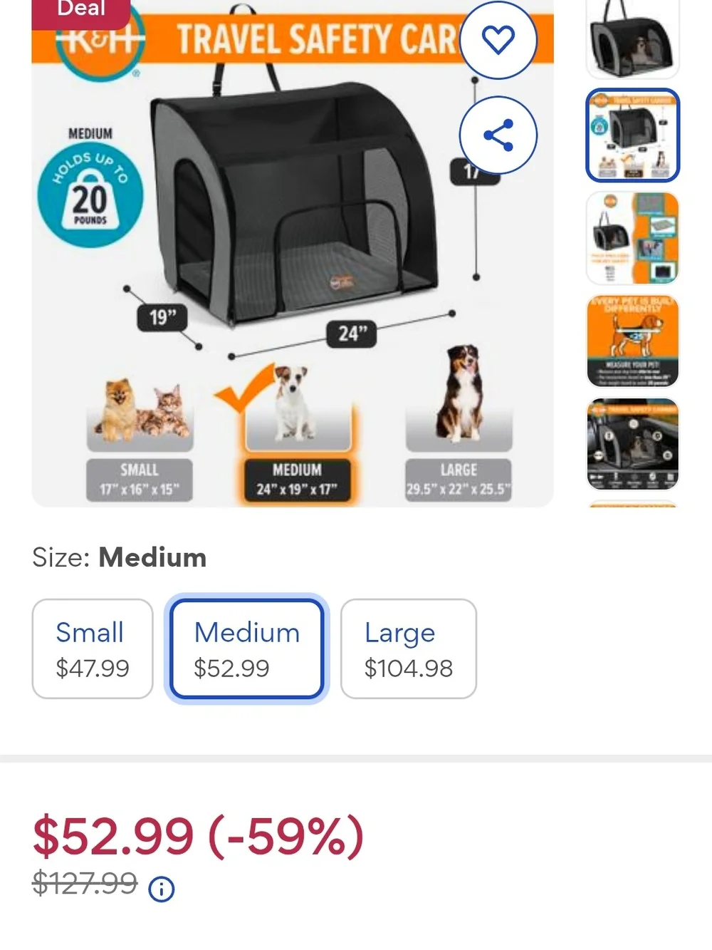 K&H Travel Safety Car Pet Carrier - Black and Gray